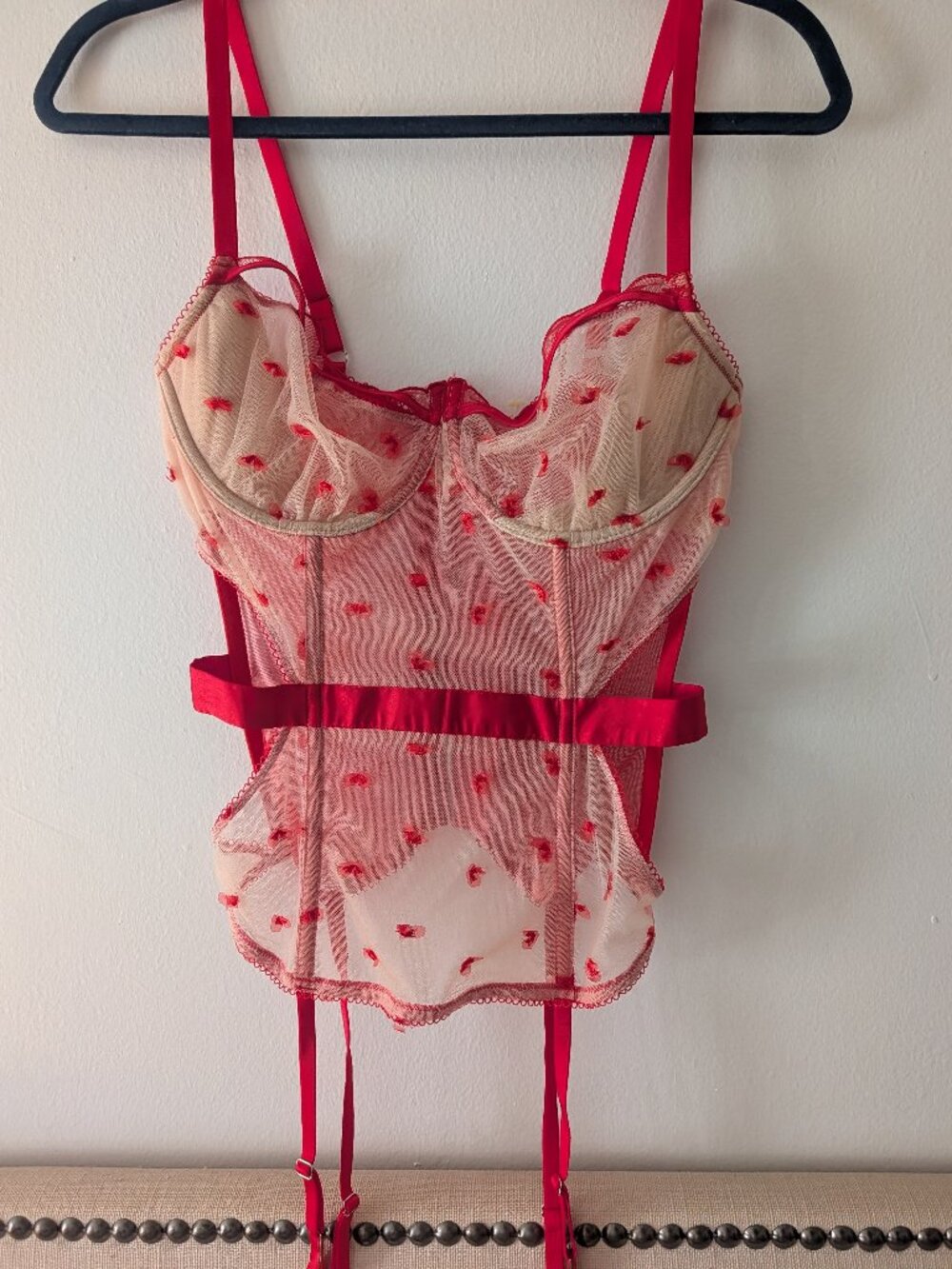 Red + Beige Corset Lingerie